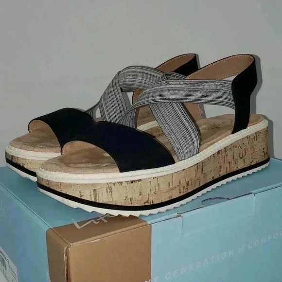 LIFE STRIDE Velocity 2.0 Clementine Round Toe Cork Platform Slip On Sandals 10 M - Picture 6 of 10